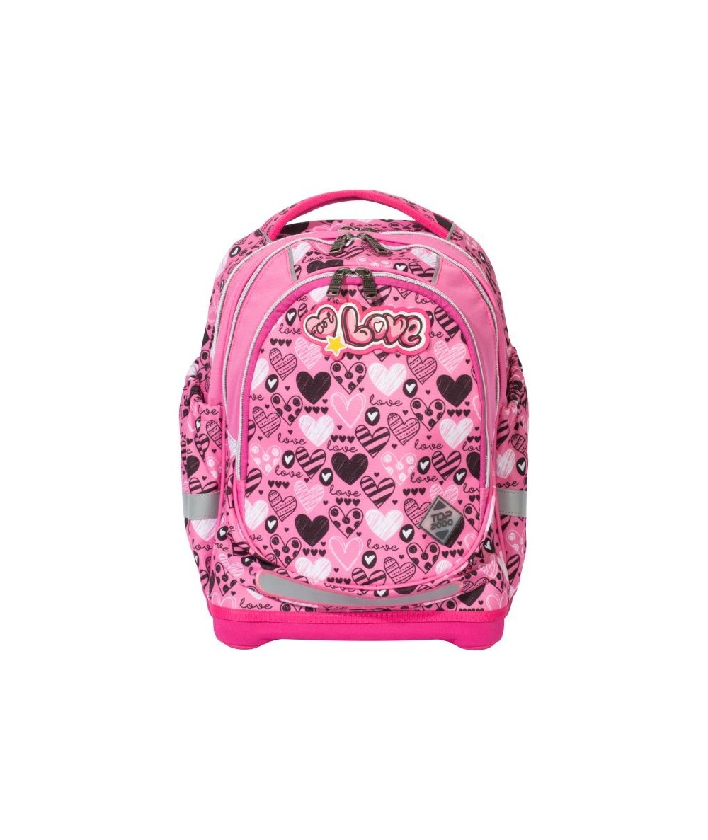 Plecak w serduszka różowy dla dziewczyny top-2000, plecak jak tornister, plecak love