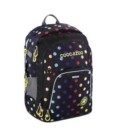 Plecak szkolny Magic Polka Colorful - Coocazoo Rayday - czarny w tęczowe kropki