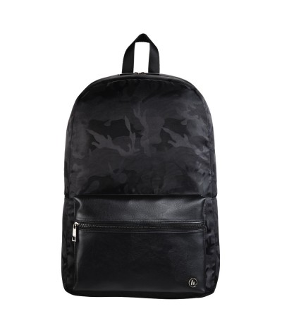 Czarny plecak elegancki moro na laptopa dla młodzieży, stylowy plecak