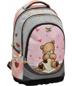 Plecak różowy z misiem dla dziewczynki do pierwszej klasy, plecak dla pierwszaka