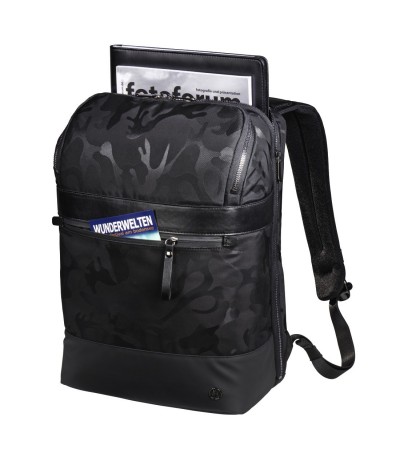 Czarny plecak moro glamour na laptop dla młodzieży, elegancki plecak