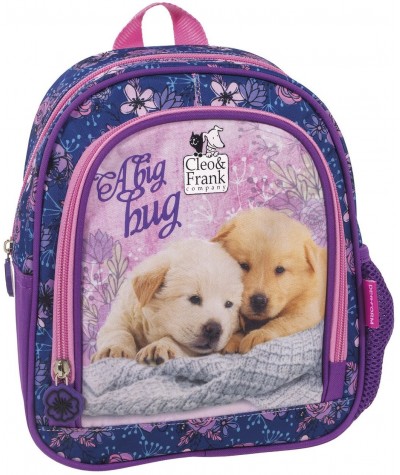 Fioletowy plecaczek dla przedszkolaka z psem małe labradorki