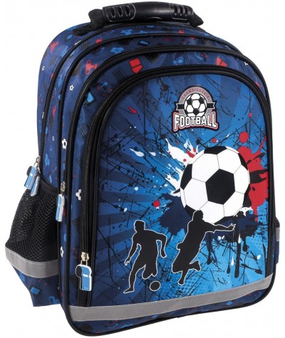 Niebieski plecak z piłką nożną do 1 klasy dla chłopca Football dla kibica