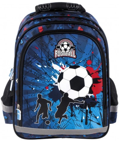 Niebieski plecak z piłką nożną do 1 klasy dla chłopca Football dla kibica