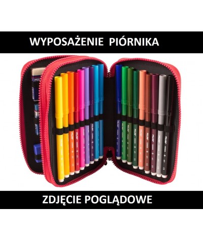 Piórnik jak sweterek, dzianinowy piórnik czarno-różowy dla dziewczyny Milan Knit