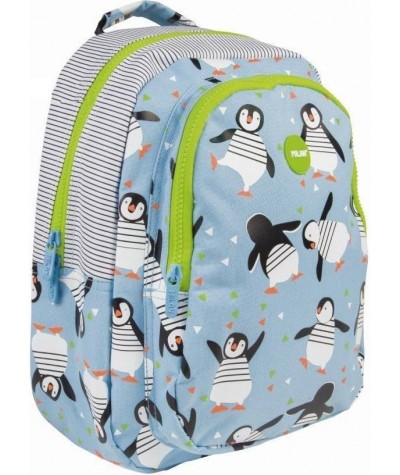 Niebieski plecak z pingwinkami do przedszkola, do zerówki, wycieczkowy