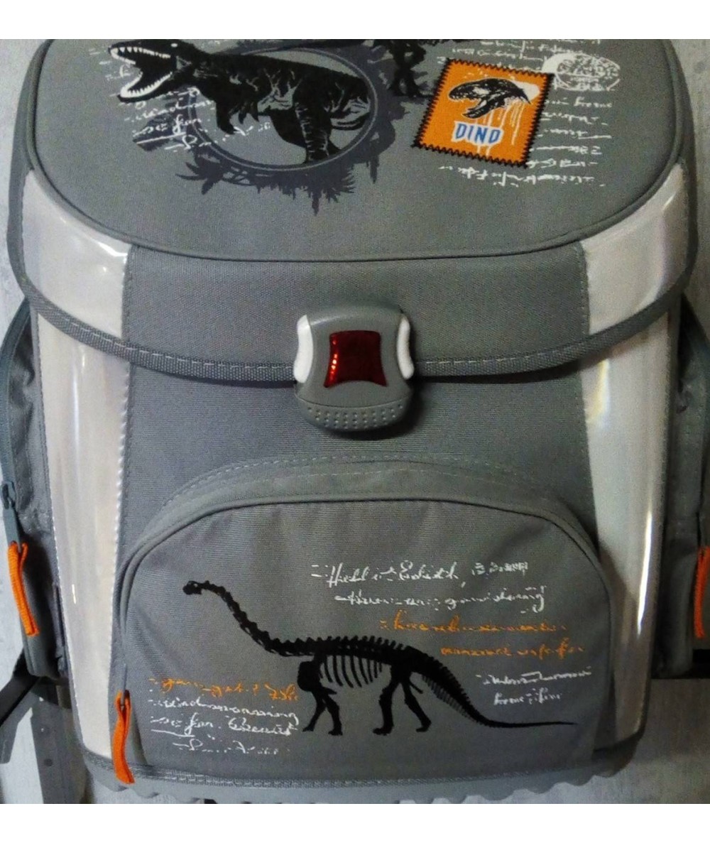 Tornister z dinozaurem szary dla chłopaka Tiger Family, szary plecak dla chłopca do 1 klasy