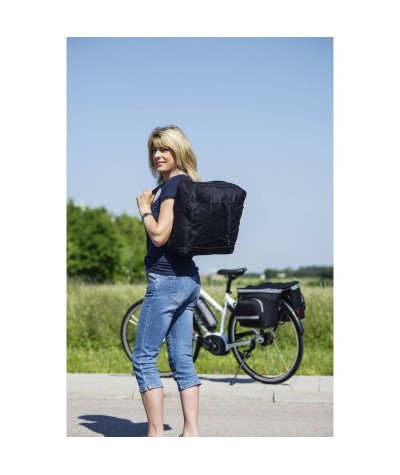 Czarno-szara torba na siodło rowerowe marki Hama. Torba rowerowa sakwa i plecak w jednym