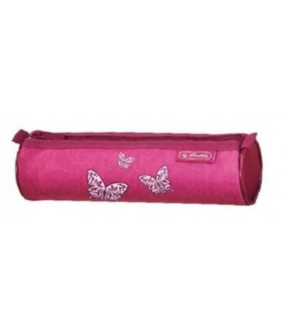 Piórnik z motylami różowy dla dziewczyny tuba, piórnik na 1 zamek tuba, saszetka, kosmetyczka - Herlitz