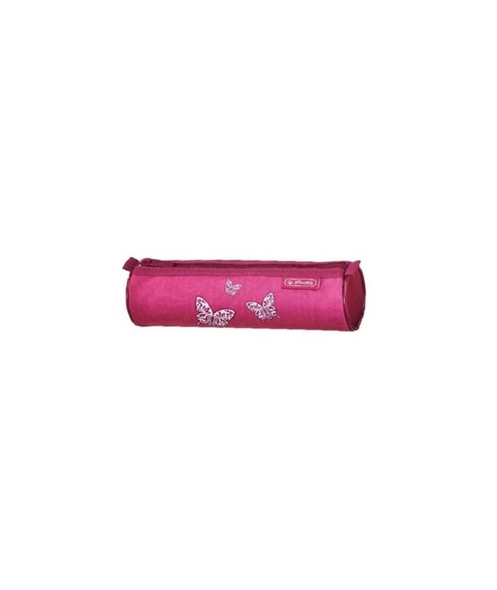 Piórnik z motylami różowy dla dziewczyny tuba, piórnik na 1 zamek tuba, saszetka, kosmetyczka - Herlitz