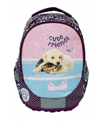 Plecak z pieskiem, plecak z kotkiem fioletowy dla dziewczyny do 1 klasy, Street, pastelowy plecak zwierzaki