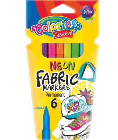 Flamastry do tkanin neonowe, 6 kolorów, pisaki do malowania plecaków coolpack