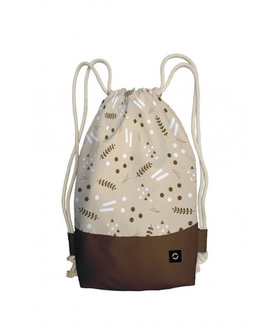 Beżowy plecak na sznurkach, brązowy worek z kwiatami Washpaper, Washpapa