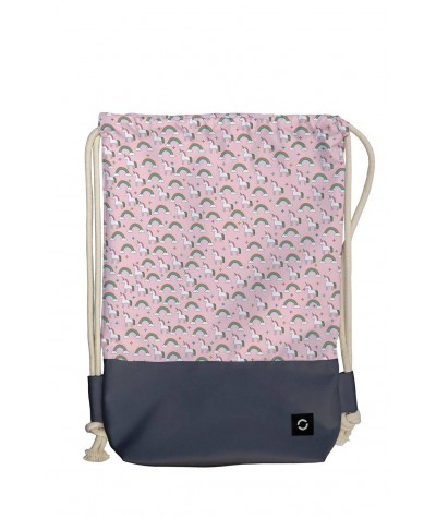 Różowy plecak na sznurkach, worek jednorożcem dla dziewczyny, unicorn