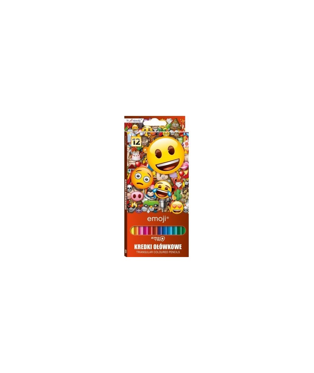 Emoji kredki w drewnianej oprawie 12 kolorów, kredki emotikony
