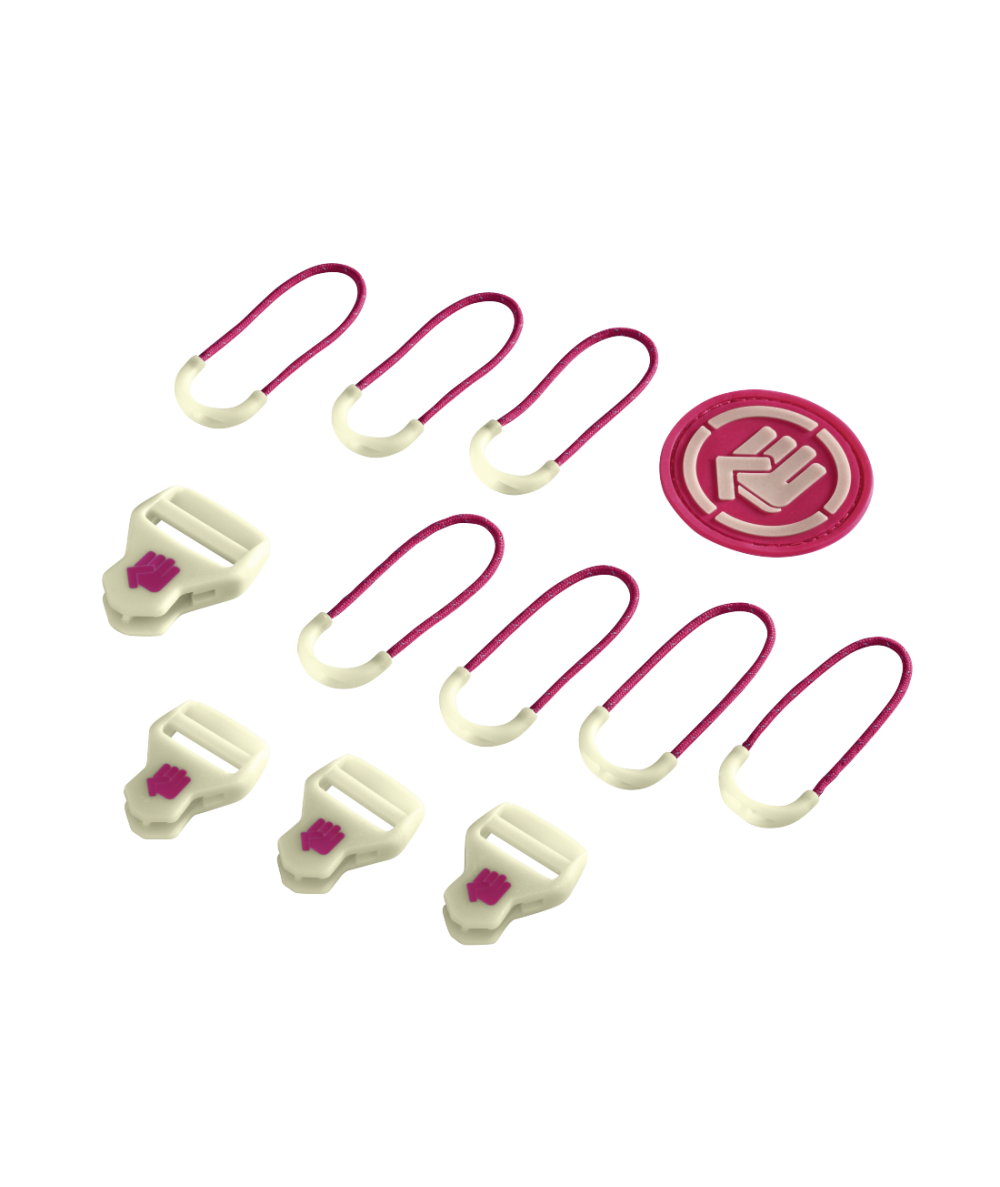 Fluorescencyjne, świecące oraz różowe elementy MatchPatch do plecaków Coocazoo