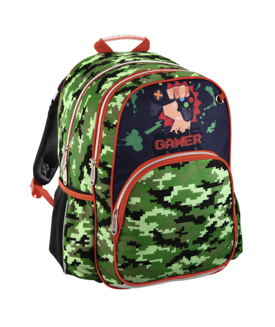 Plecak z pikselami zielony dla chłpca, plecak jak gra komputerowa chłopięcy