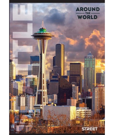Zeszyt w kratkę 54 kartki kolorowy miasto Seattle dla ucznia