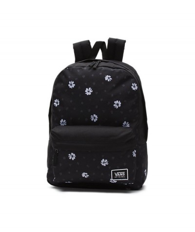 Czarny plecak Vans w kwiaty dla dziewczyny, plecak miejski Vans czarny