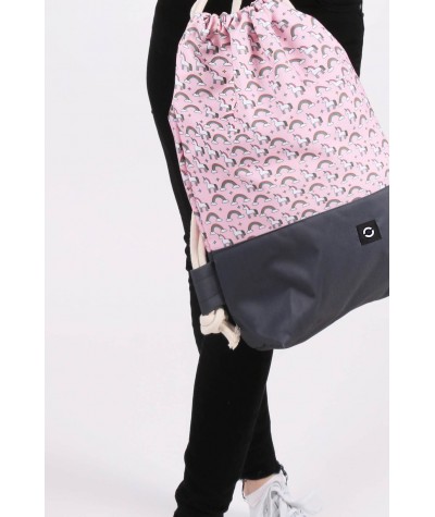 Różowy plecak na sznurkach, worek jednorożcem dla dziewczyny, unicorn