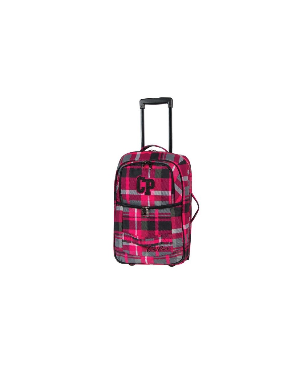 Mała walizka podróżna Coolpack Escape 105 różowa w kratkę damska