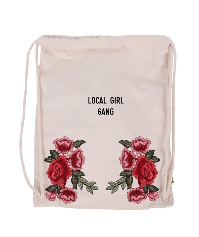 Worek Local Girl Gang Rose Patch - jasny z haftowaną różą