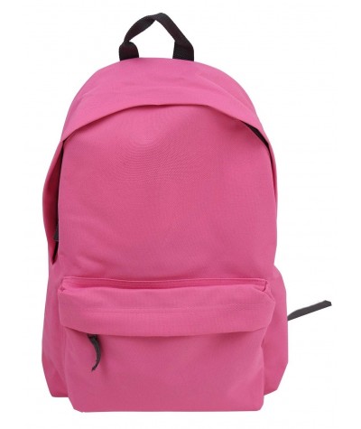 Różowy plecak gładki dla młodzieży z szarymi dodatkami