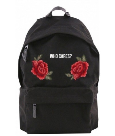 Plecak miejski Simple z haftem i napisem "Who cares?" czarny black