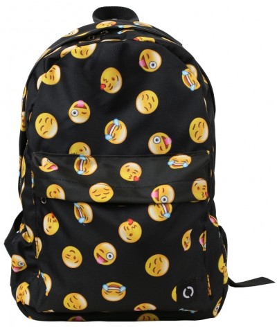 Czarny plecak z żółtymi emotikonami, plecak z emotkami dla ucznia