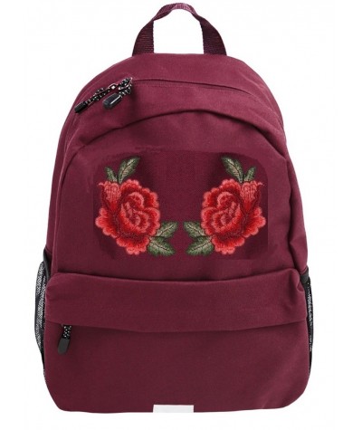 Plecak miejski z czerwoną różami - haftowana naszywka dla dziewczyny