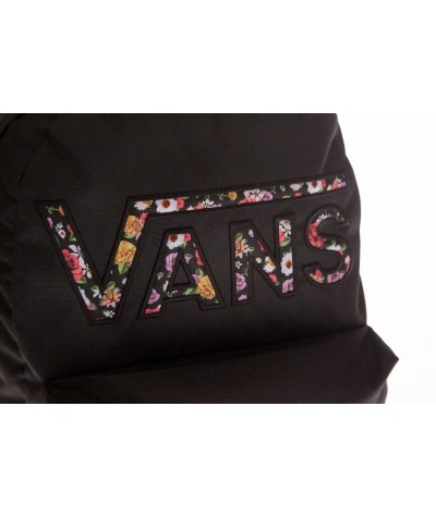 Czarny plecak Vans Flying Black Mixed Floral z napisem w kwiaty