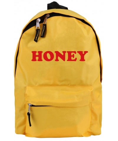 Żółty plecak miejski z napisem Honey dla dziewczyny