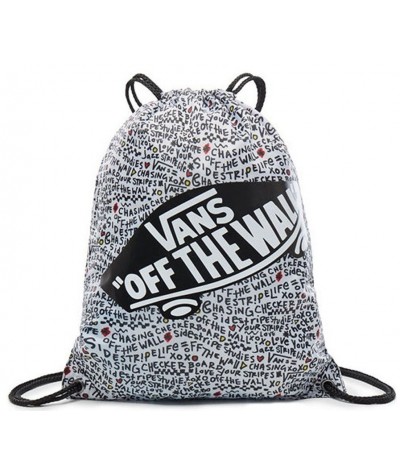 Biały plecak na sznurkach Vans BENCHED Bag Black Diy dla dziewczyny