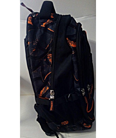 Plecak na k&oacute;łkach młodzieżowy - czarny z pomarańczem - STREET Active