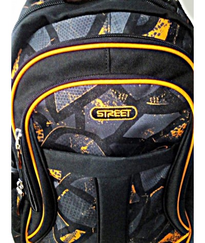 Plecak na k&oacute;łkach młodzieżowy - czarny z pomarańczem - STREET Active