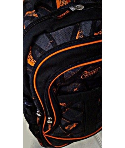 Plecak na k&oacute;łkach młodzieżowy - czarny z pomarańczem - STREET Active
