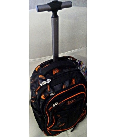 Plecak na k&oacute;łkach młodzieżowy - czarny z pomarańczem - STREET Active