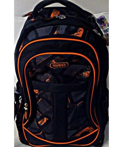 Plecak na k&oacute;łkach młodzieżowy - czarny z pomarańczem - STREET Active