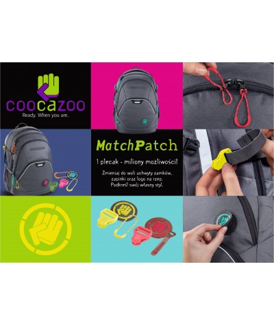 Miętowo-szare elementy wymienne MatchPatch do plecaków Coocazoo