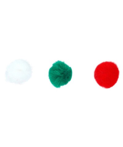 Zielone czerwone białe pompony miękkie kuleczki poliestrowe