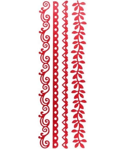 Naklejki brokatowe dekoracyjne na pasku 33cm czerwone