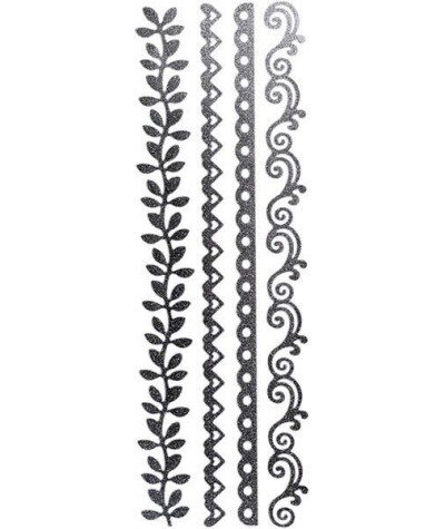 Naklejki brokatowe dekoracyjne na pasku 33cm 4 szt. srebrne