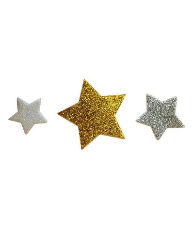Naklejki piankowe brokatowe gwiazdki (brokatowe, złote, białe)