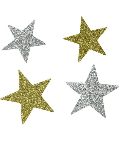 Naklejki piankowe brokatowe gwiazdki (złote, srebrne) 3,3cm