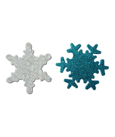 Naklejki piankowe brokatowe płatki śniegu(srebrne i niebieskie) 5cm, 12szt.