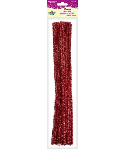 Druciki dekoracyjne metalizowane czerwone 30cm, 30szt.