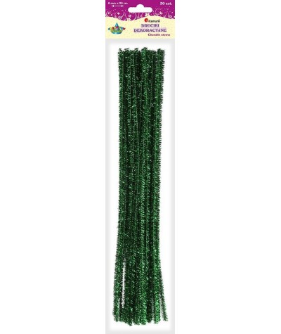 Druciki dekoracyjne metalizowane zielone 30cm, 30szt.