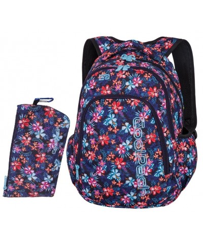 Plecak szkolny CoolPack Prime Tropical Bluish w kwiatki dla dziewczynki