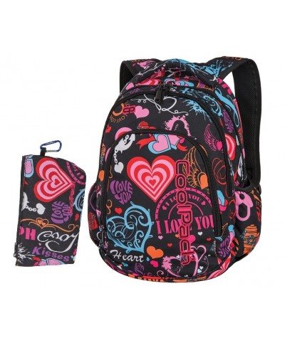 Plecak szkolny CoolPack CP Prime czarny w serduszka dla dziewczynki