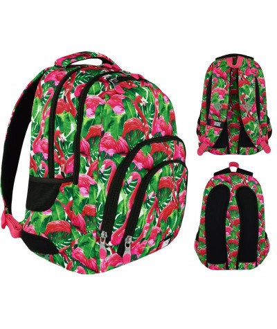 Plecak szkolny ST.RIGHT  FLAMINGO PINK & GREEN flamingi dla dziewczyn
